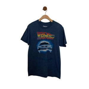 Back To The Future Unisex T-shirt Size Medium Blue Cotton Polyester Short Sleeve